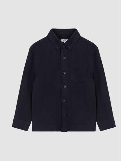 3-9 yrs Button Down Oxford Shirt in Navy Children & Baby | Reiss