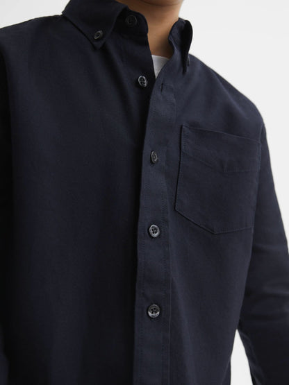 3-9 yrs Button Down Oxford Shirt in Navy Children & Baby | Reiss