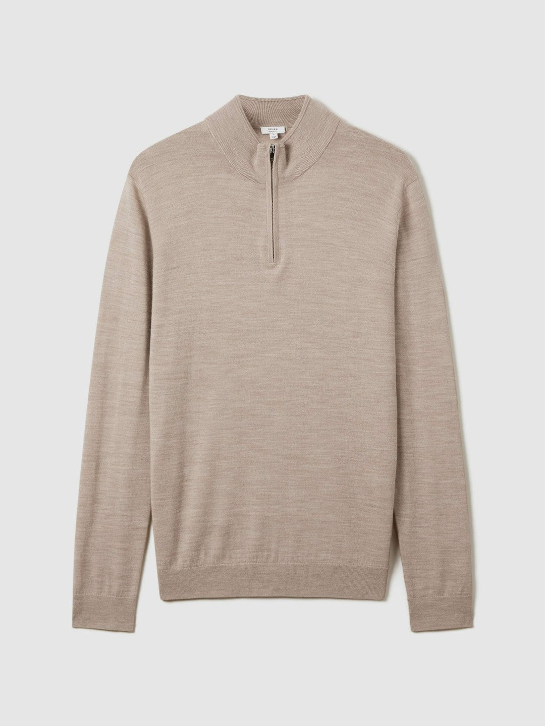 Merino Wool Half-Zip Jumper in Wheat Melange Men | Reiss