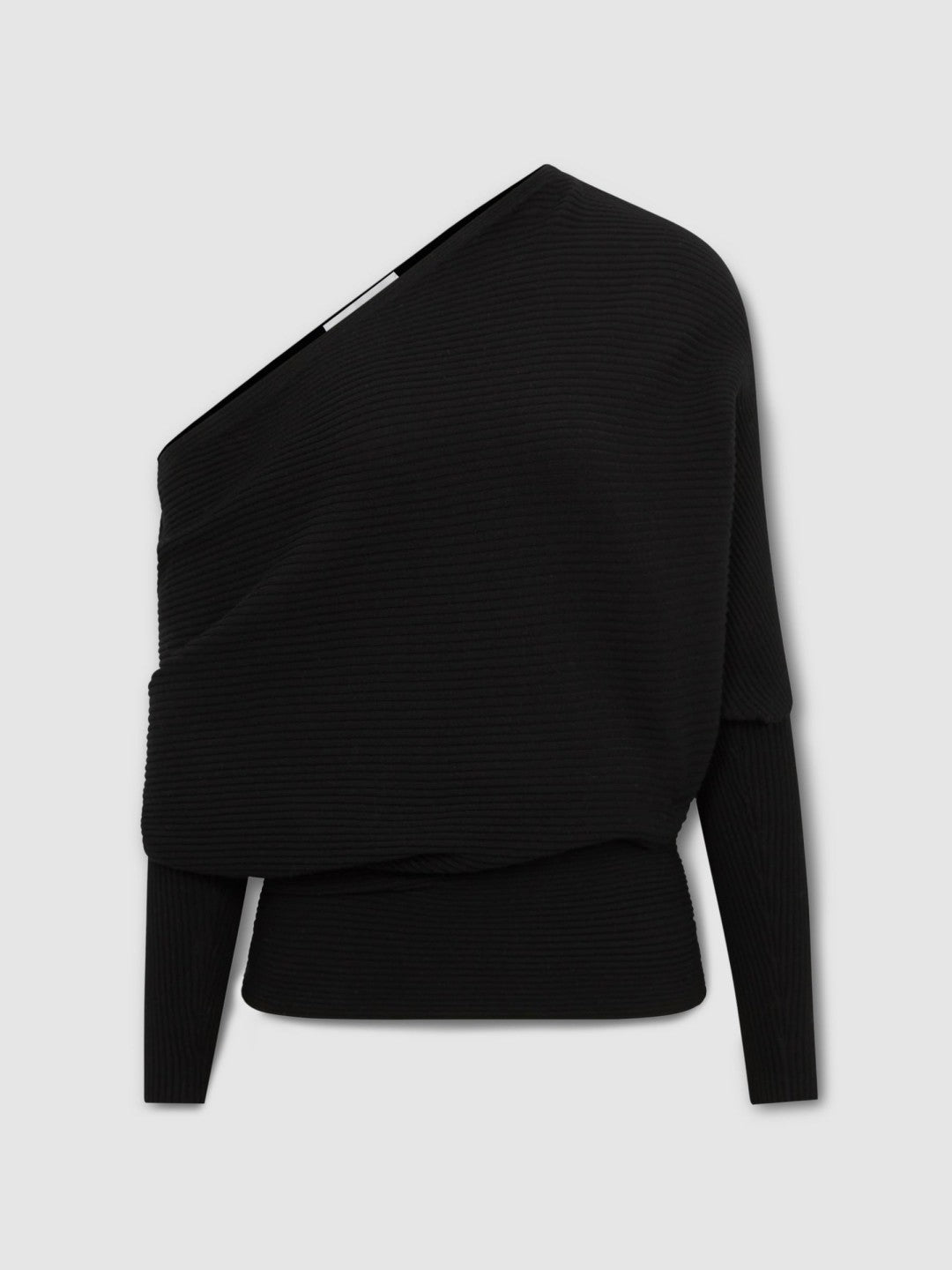 Asymmetric Draped Knitted Jumper in Black Women | Reiss