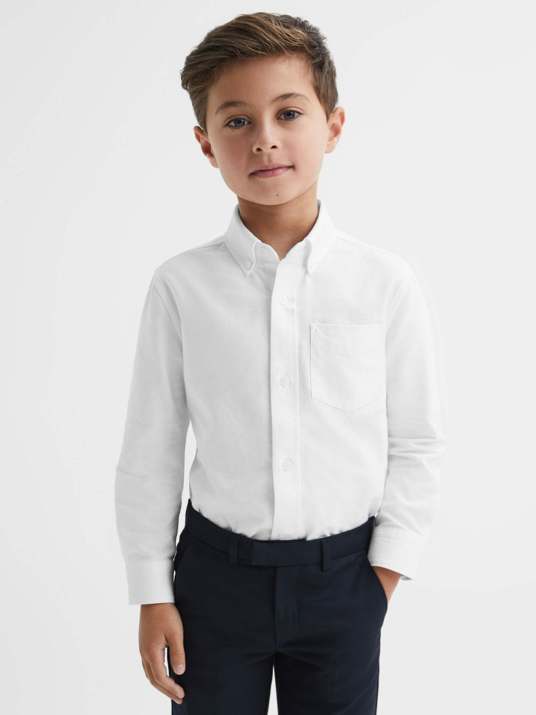 13-14 yrs Button Down Oxford Shirt in White Children & Baby | Reiss
