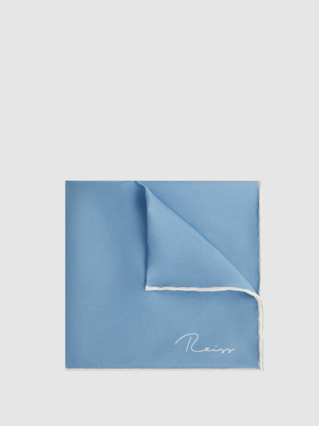 Plain Silk Pocket Square in Soft Blue Men | Reiss