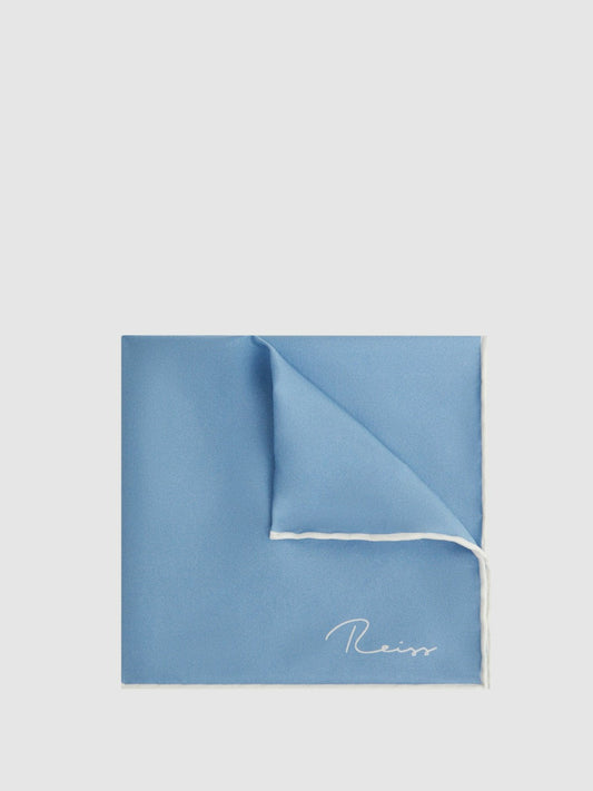 Plain Silk Pocket Square in Soft Blue Men | Reiss