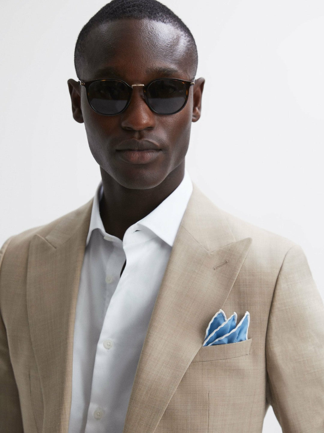 Plain Silk Pocket Square in Soft Blue Men | Reiss