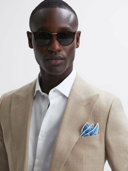 Plain Silk Pocket Square in Soft Blue Men | Reiss