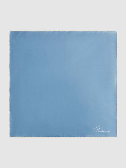 Plain Silk Pocket Square in Soft Blue Men | Reiss