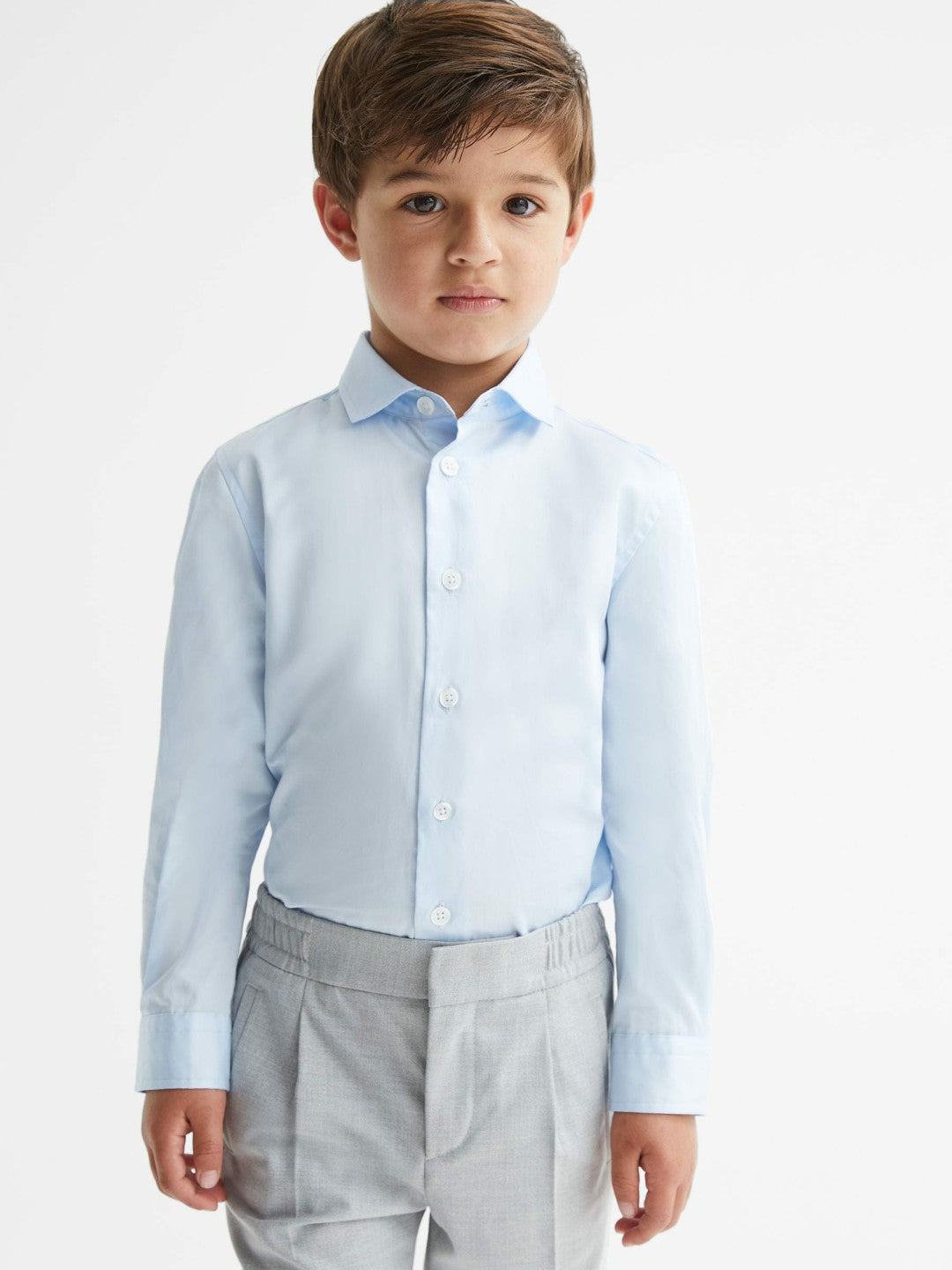 4-9 yrs Slim-Fit Cotton Shirt in Soft Blue Children & Baby | Reiss