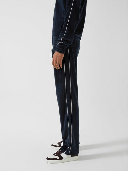 Velour Jogger With Piping in Navy Men | Reiss