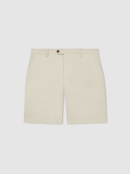 Cotton Chino Shorts With Stretch in Stone Men | Reiss