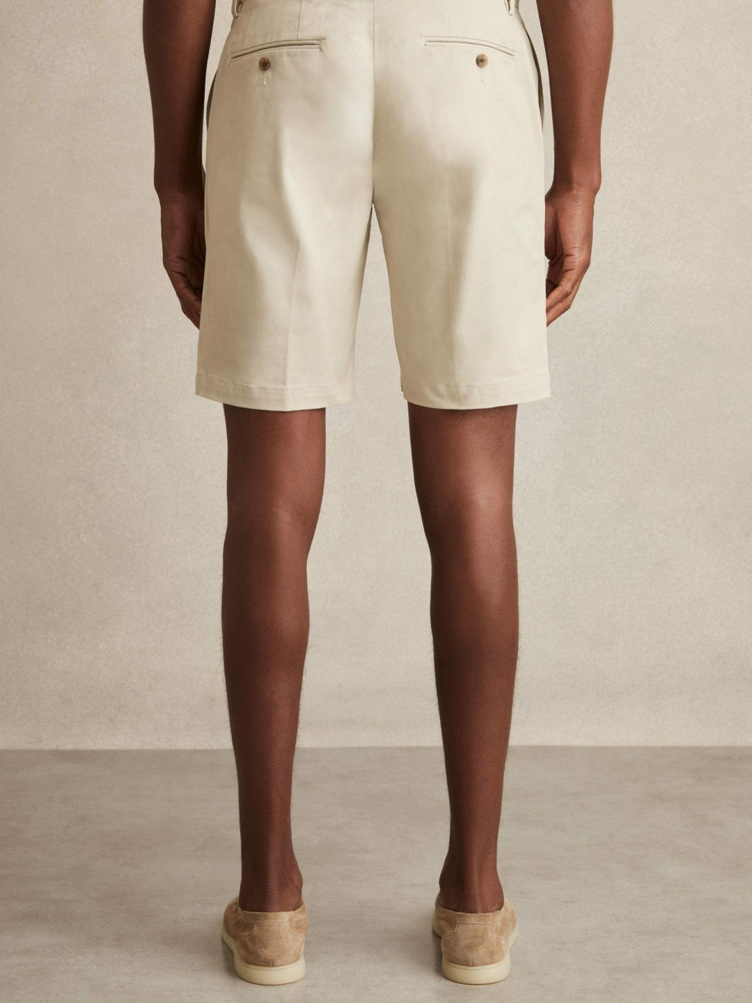 Cotton Chino Shorts With Stretch in Stone Men | Reiss