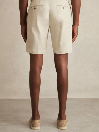 Cotton Chino Shorts With Stretch in Stone Men | Reiss