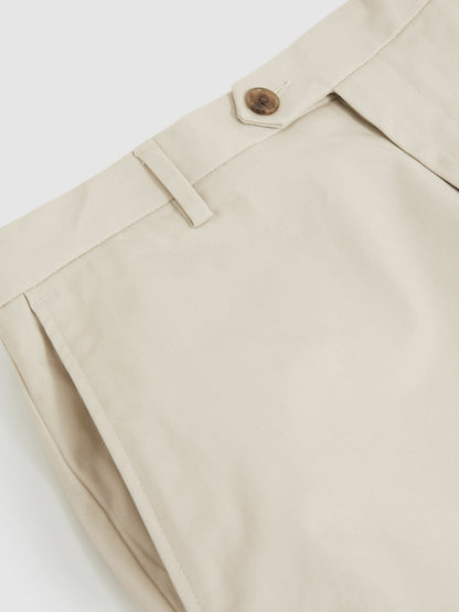 Cotton Chino Shorts With Stretch in Stone Men | Reiss