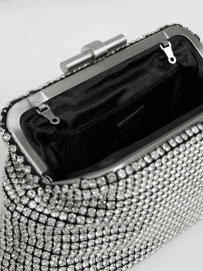 Embellished Clutch Bag in Silver Women | Reiss