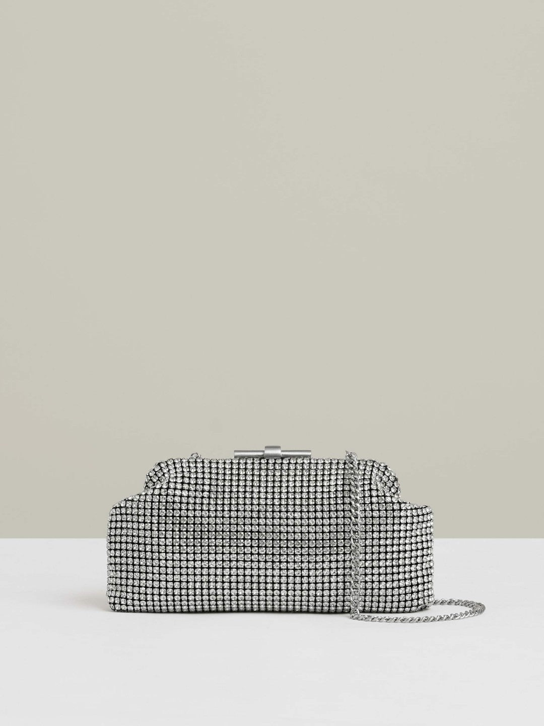 Embellished Clutch Bag in Silver Women | Reiss