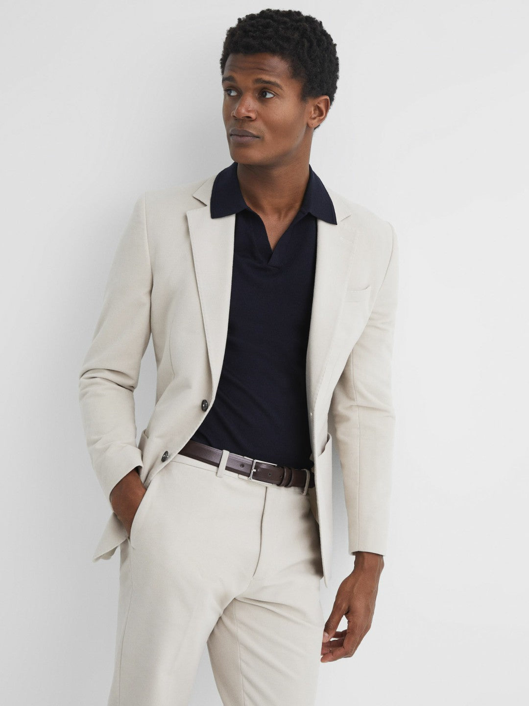 Smooth Leather Belt in Chocolate Men | Reiss