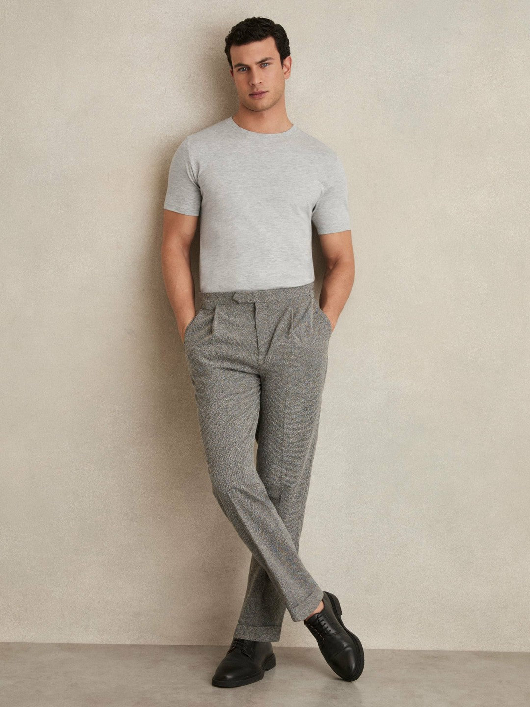 Cotton Crew Neck T-Shirt in Grey Marl Men | Reiss