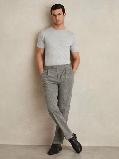 Cotton Crew Neck T-Shirt in Grey Marl Men | Reiss