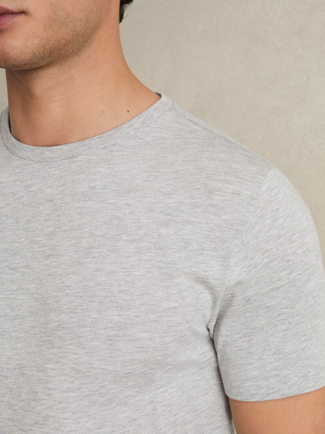 Cotton Crew Neck T-Shirt in Grey Marl Men | Reiss