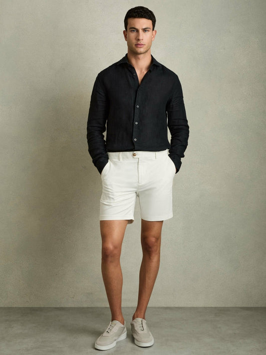 Short Length Casual Chino Shorts in White Men | Reiss