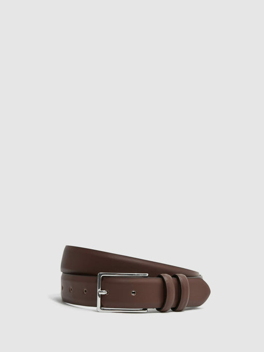 Smooth Leather Belt in Tan Men | Reiss
