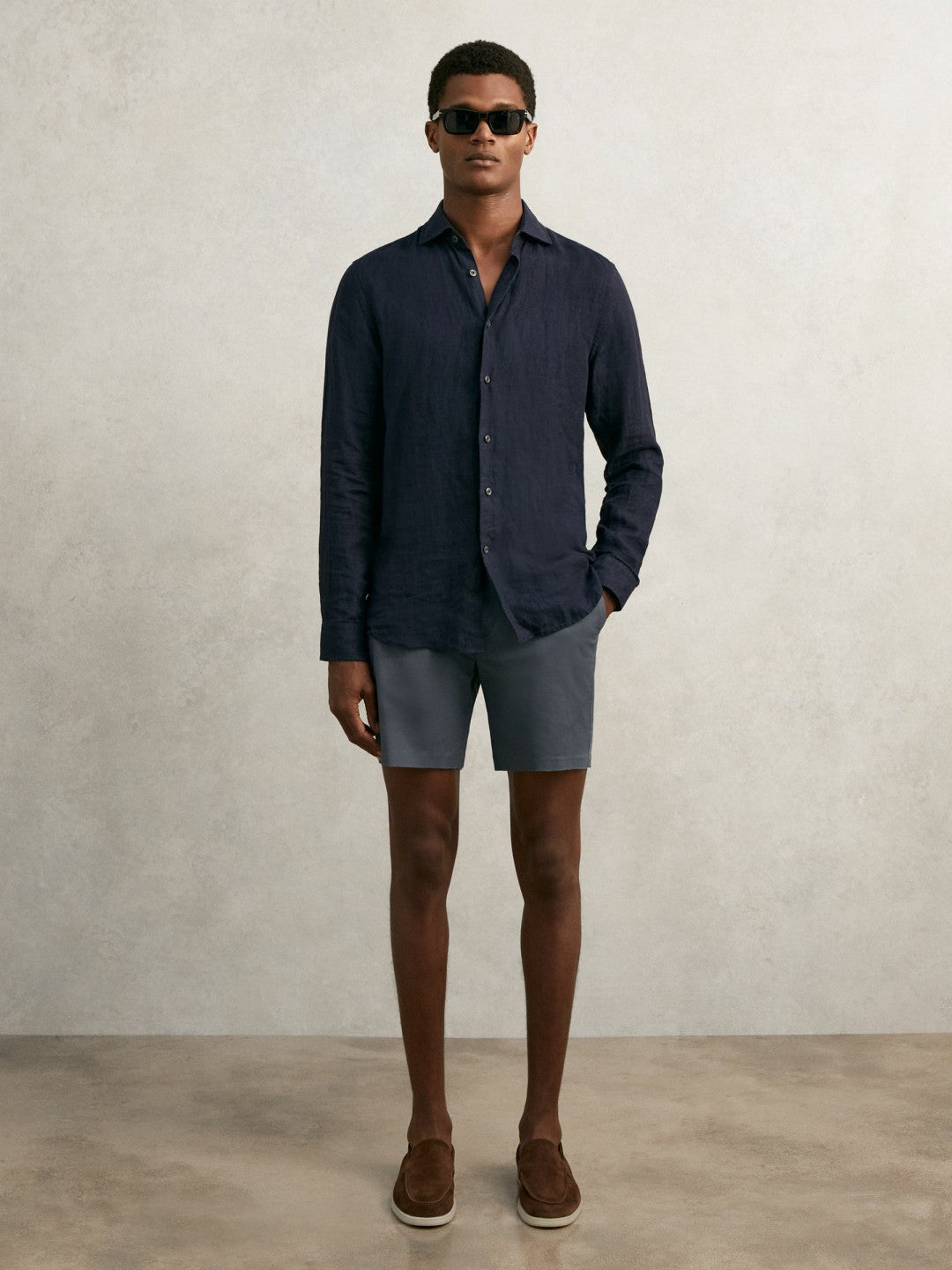 Short Length Casual Chino Shorts in Airforce Blue Men | Reiss