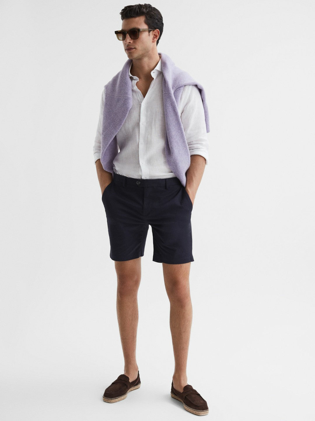 Short Length Casual Chino Shorts in Navy Men | Reiss