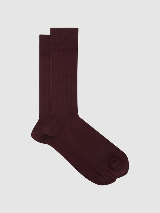 Ribbed Socks in Bordeaux Men | Reiss