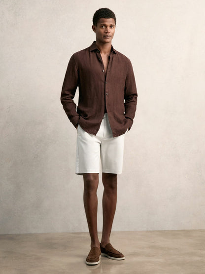 Cotton Chino Shorts with Stretch in Chalk Men | Reiss