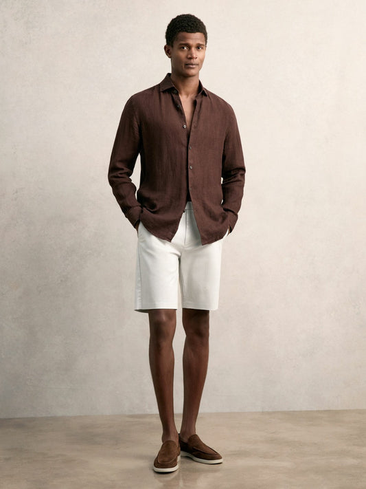 Cotton Chino Shorts with Stretch in Chalk Men | Reiss