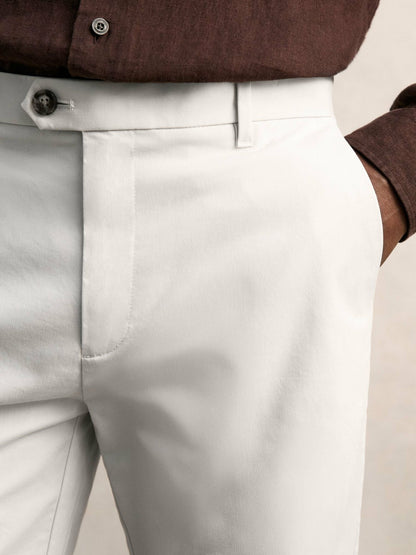 Cotton Chino Shorts with Stretch in Chalk Men | Reiss
