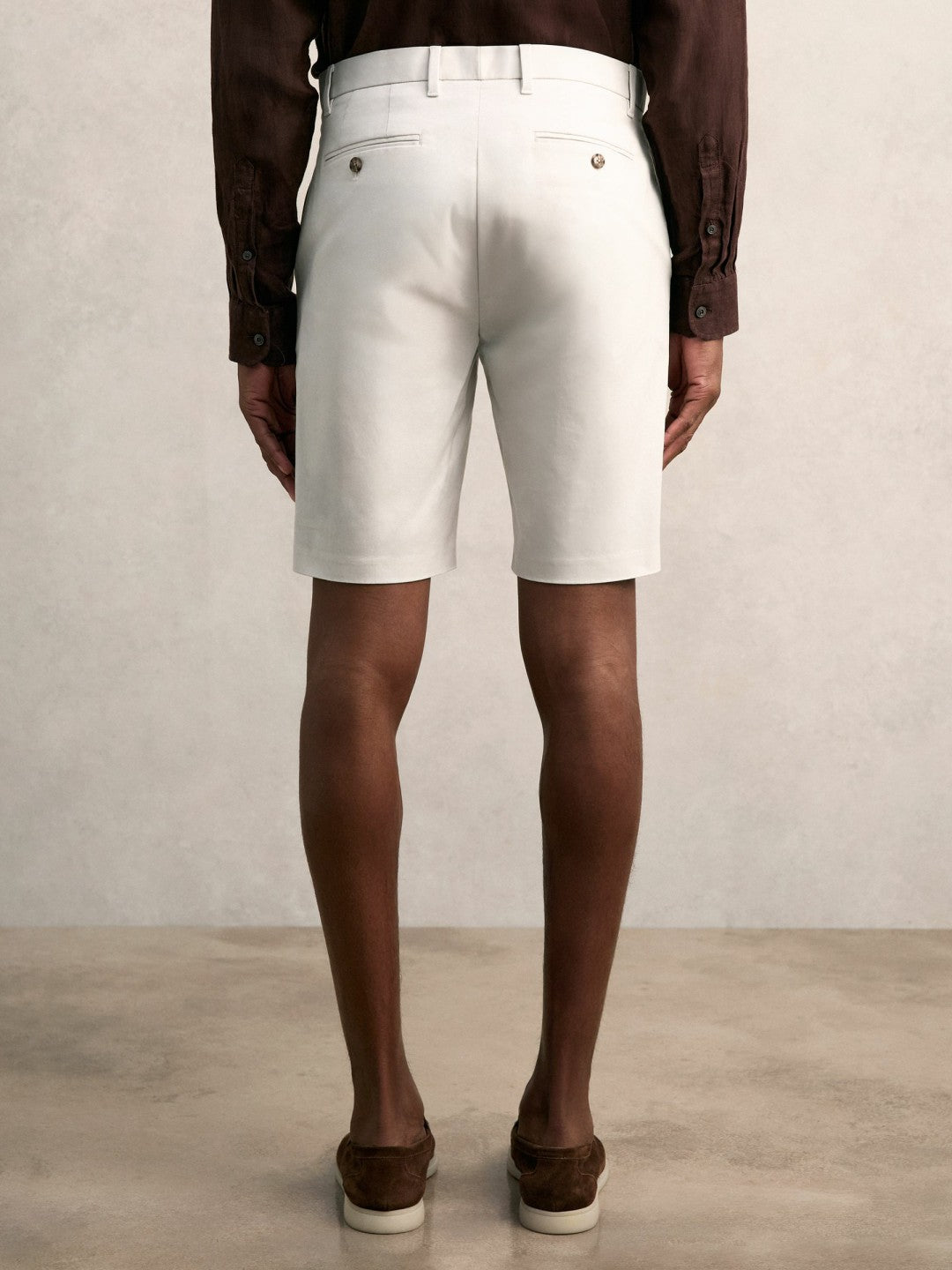 Cotton Chino Shorts with Stretch in Chalk Men | Reiss