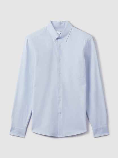 Slim-Fit Button-Down Collar Cotton Oxford Shirt in Soft Blue Men | Reiss