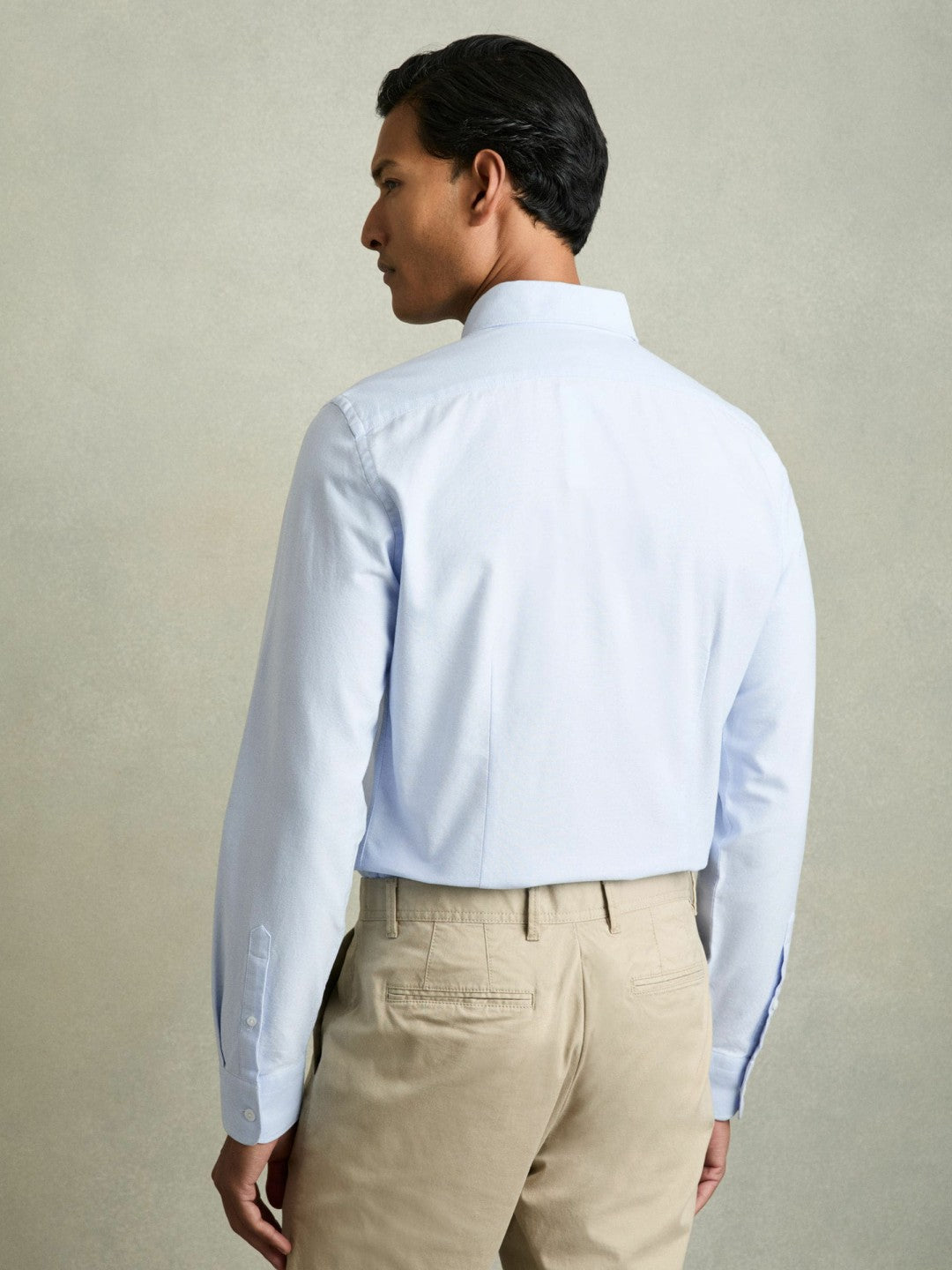 Slim-Fit Button-Down Collar Cotton Oxford Shirt in Soft Blue Men | Reiss