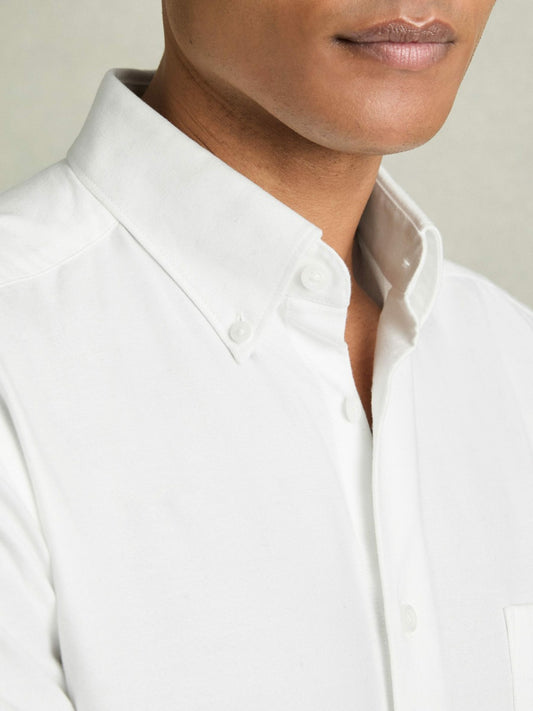 Slim-Fit Button-Down Collar Cotton Oxford Shirt in White Men | Reiss