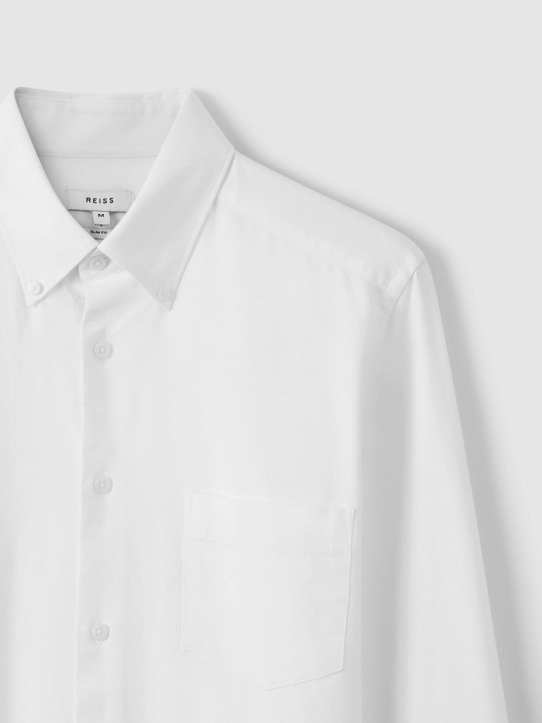 Slim-Fit Button-Down Collar Cotton Oxford Shirt in White Men | Reiss