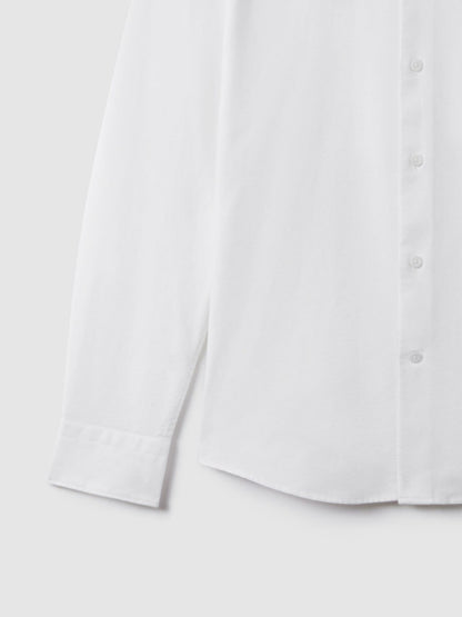 Slim-Fit Button-Down Collar Cotton Oxford Shirt in White Men | Reiss