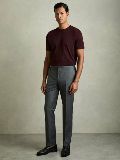 Cotton Crew Neck T-Shirt in Bordeaux Men | Reiss