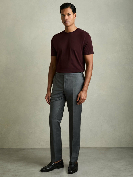 Cotton Crew Neck T-Shirt in Bordeaux Men | Reiss