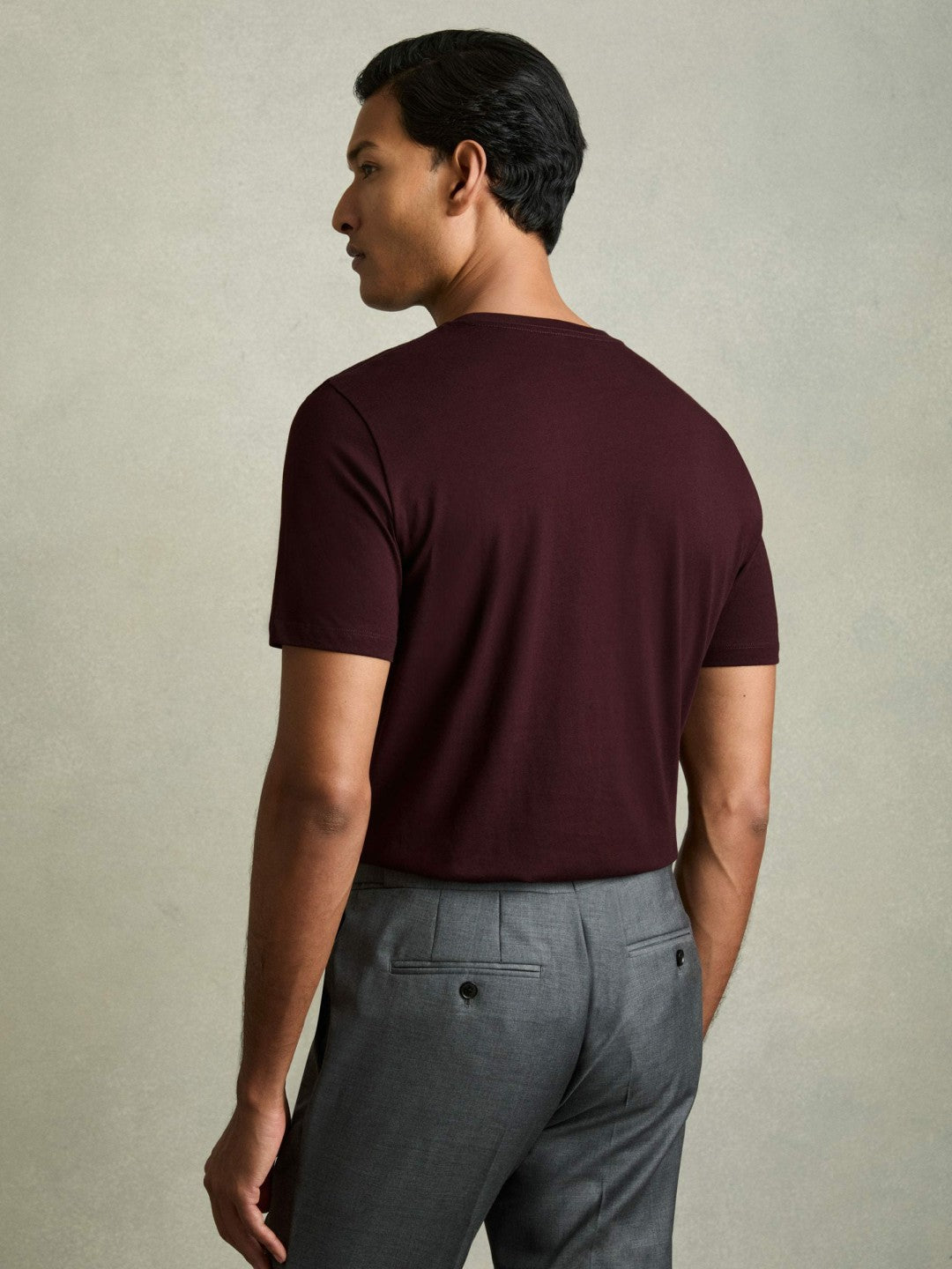 Cotton Crew Neck T-Shirt in Bordeaux Men | Reiss