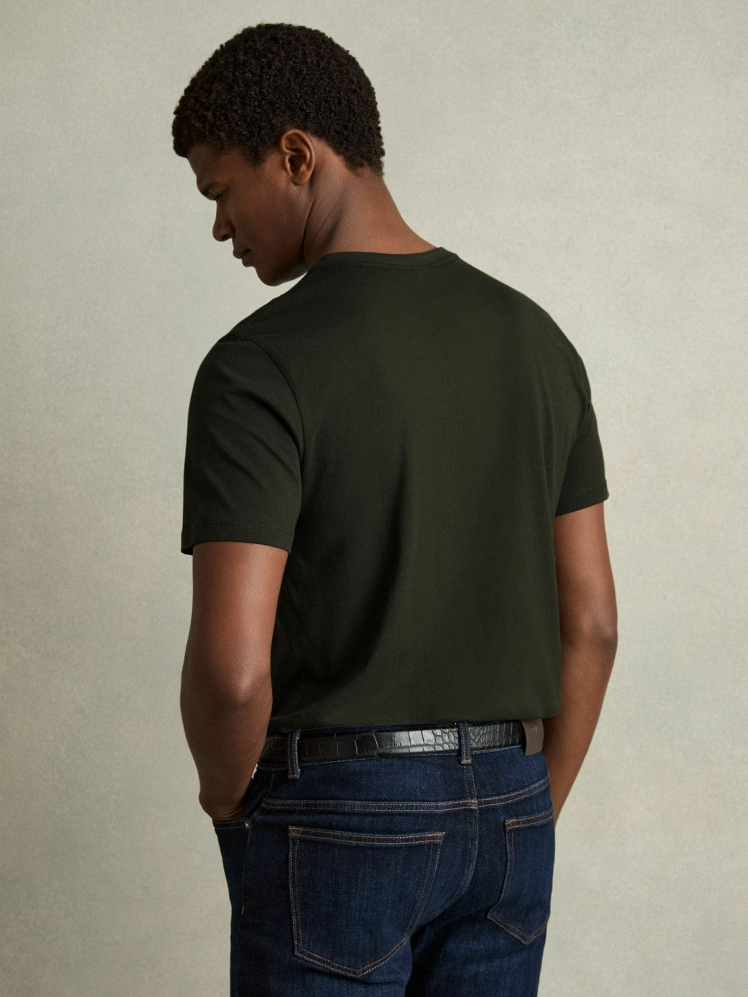 Cotton Crew Neck T-Shirt in Oxidised Green Men | Reiss