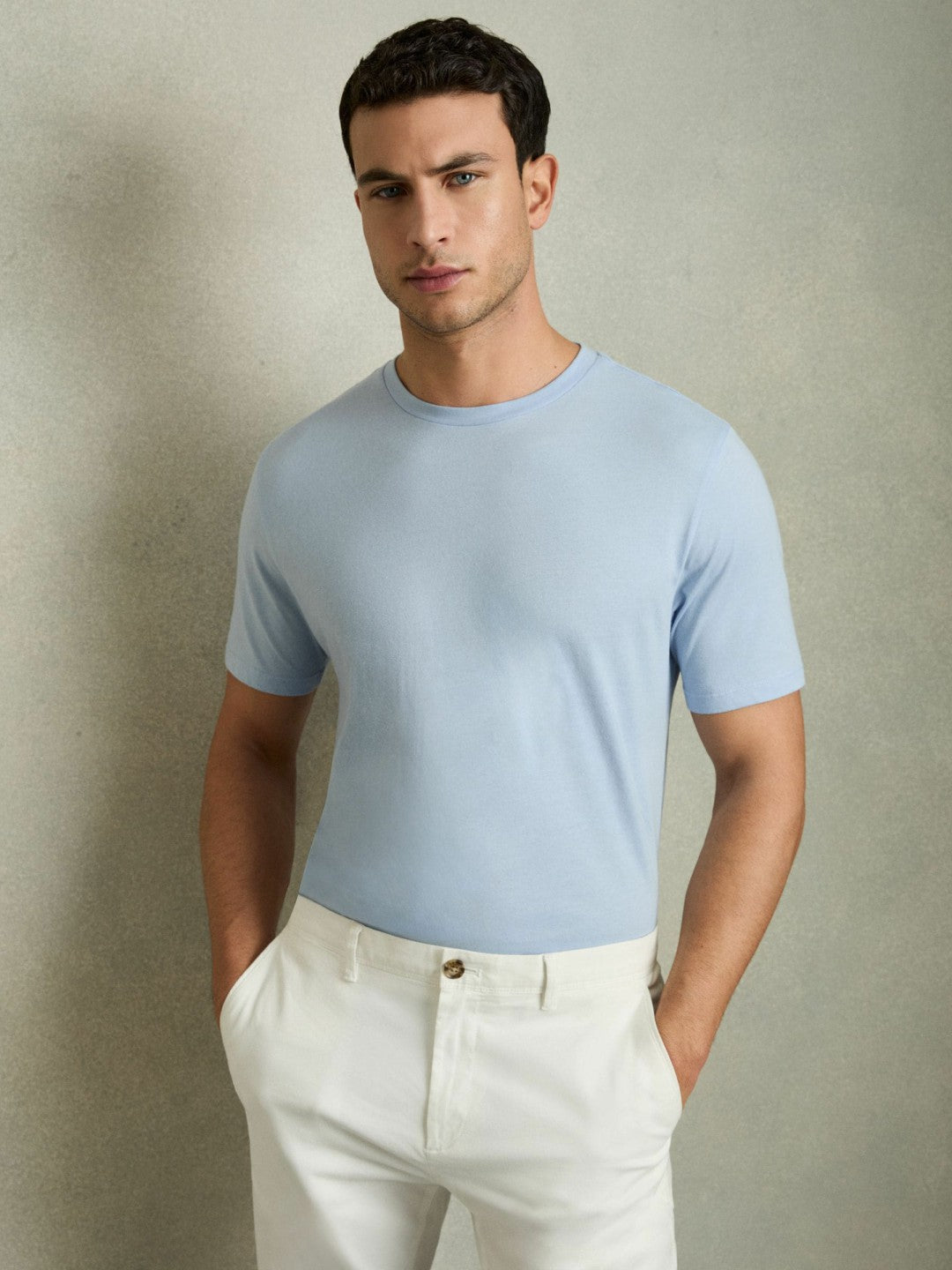 Cotton Crew Neck T-Shirt in Soft Blue Men | Reiss
