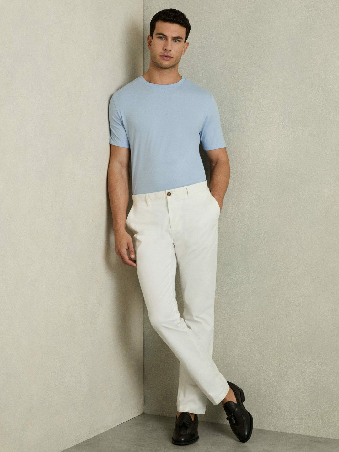 Cotton Crew Neck T-Shirt in Soft Blue Men | Reiss