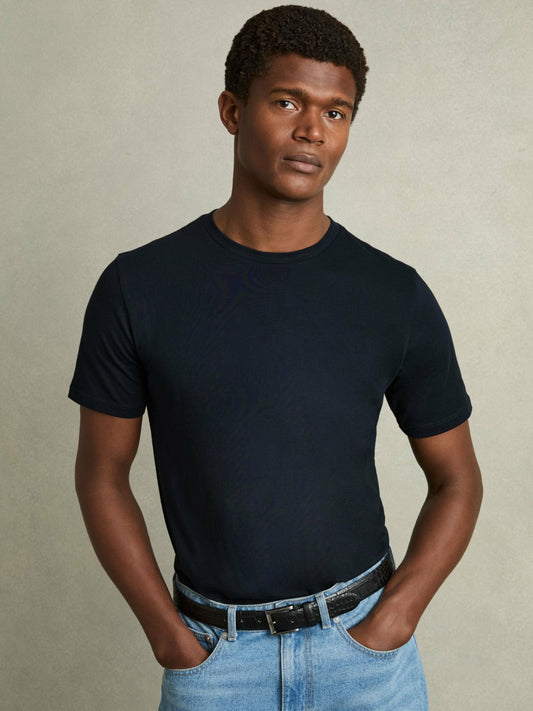 Cotton Crew Neck T-Shirt in Navy Men | Reiss