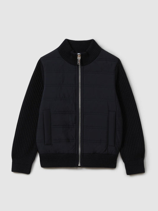 9-14 yrs Hybrid Zip Through Quilted Jacket in Navy Children & Baby | Reiss