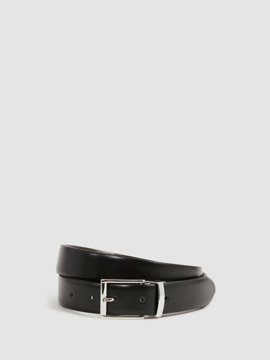 Reversible Leather Belt in Black/Dark Brown Men | Reiss