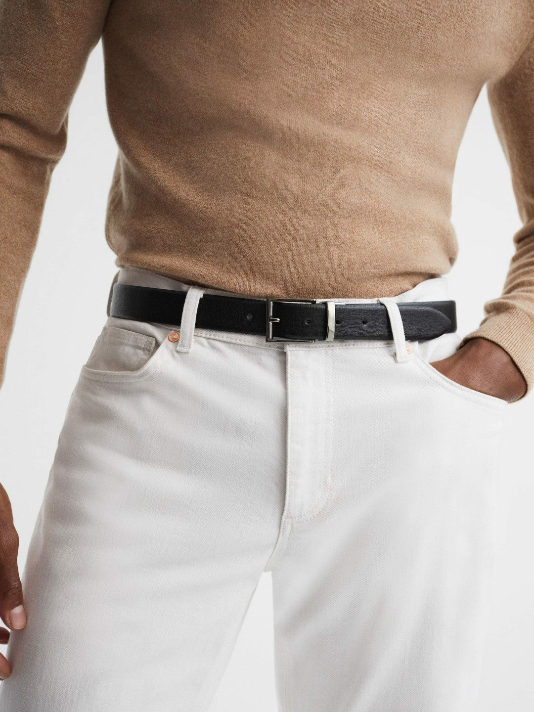 Reversible Leather Belt in Black/Dark Brown Men | Reiss