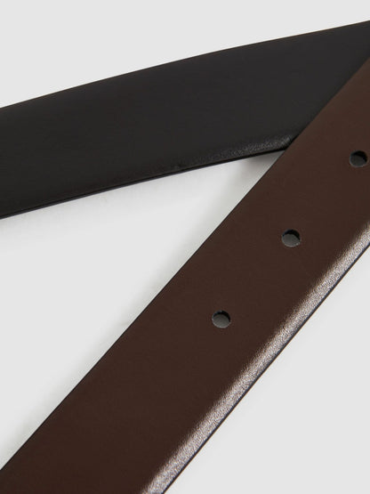 Reversible Leather Belt in Black/Dark Brown Men | Reiss