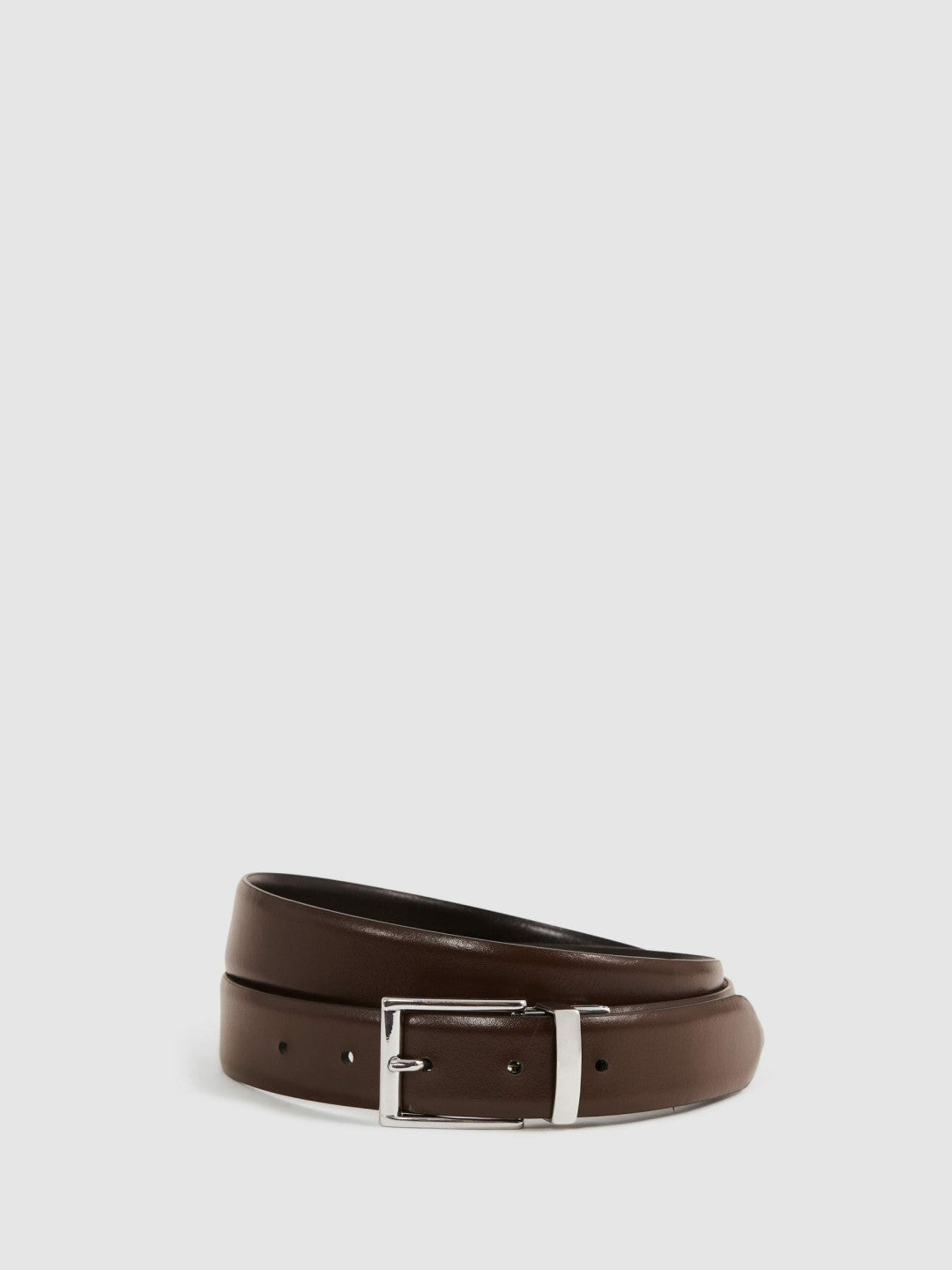 Reversible Leather Belt in Black/Dark Brown Men | Reiss