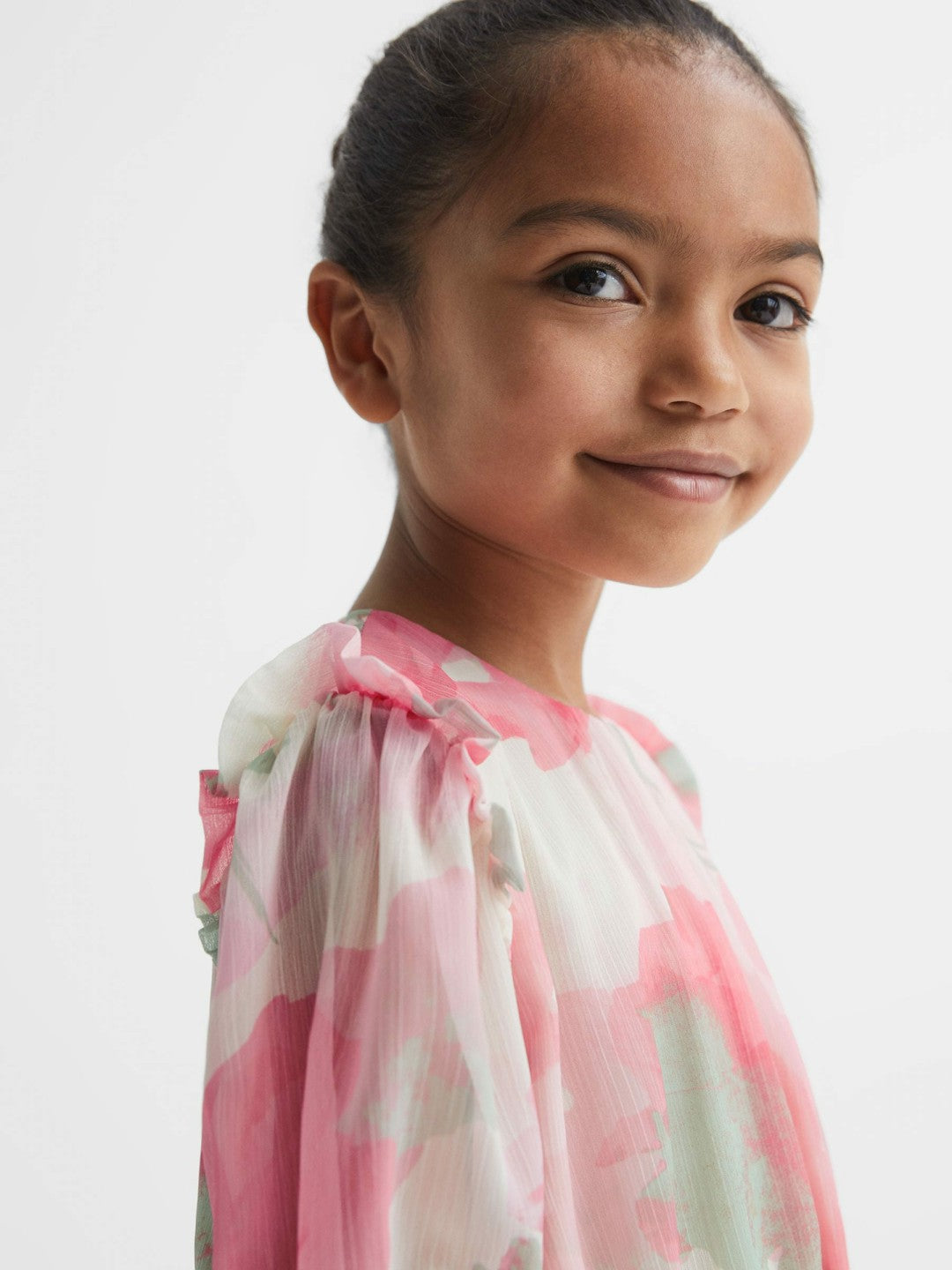 4-9 yrs Printed Tiered Dress in Pink Print Children & Baby | Reiss