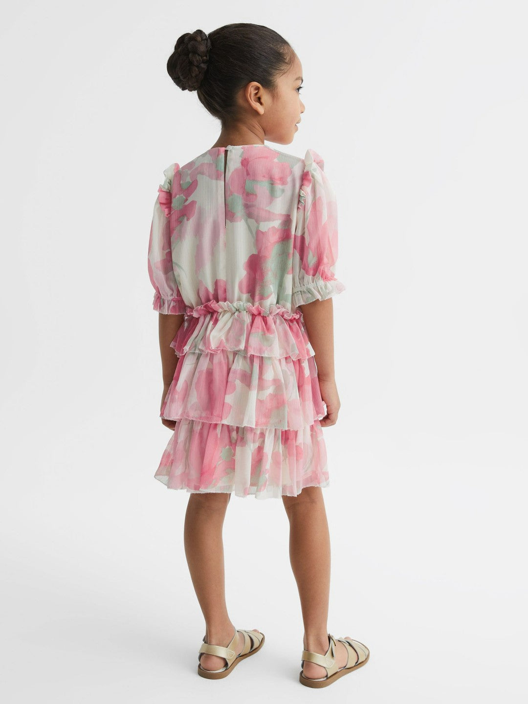 4-9 yrs Printed Tiered Dress in Pink Print Children & Baby | Reiss